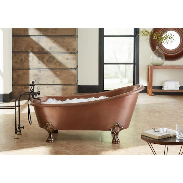 SINKOLOGY Heisenberg 67.5 in x 32 in. Freestanding Clawfoot Bathtub with Reversible Drain and Overflow Hole in Antique Copper