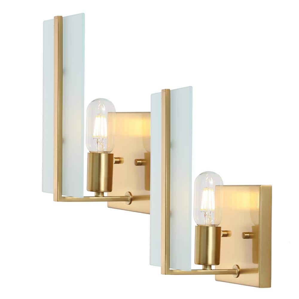 Mila 5.5" Gold Brass Dimmable LED Sconce with Frosted Glass
