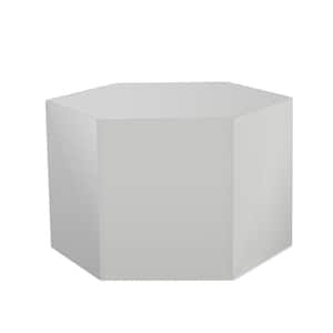 14.5 in. Glossy Light Gray Small Hexagon Wood Top Modular End Table