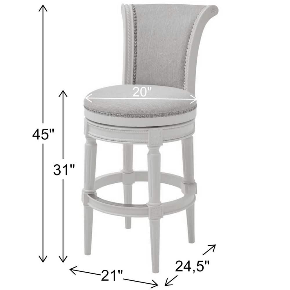 Chapman 31" White Wood and Leather Swivel Barstool