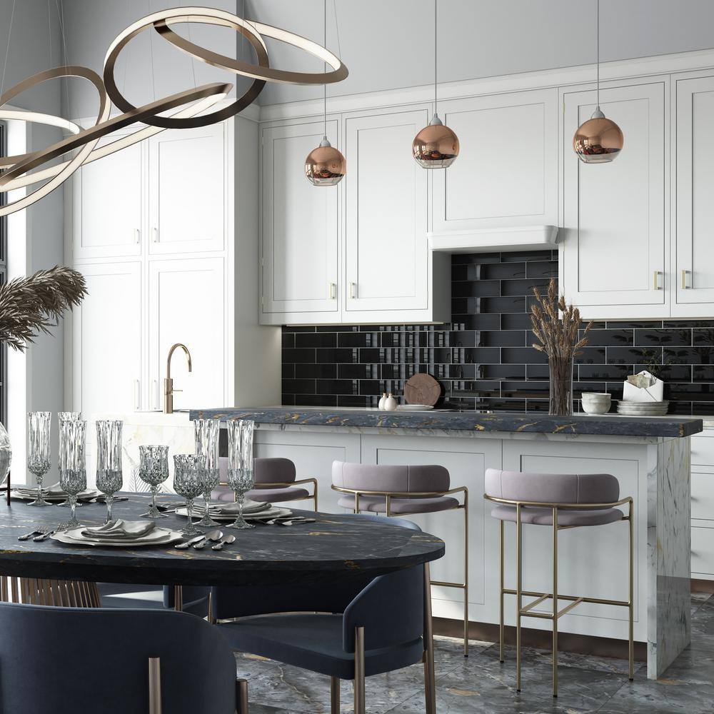 Black Glossy Glass Subway Wall Tile for Kitchen and Bathroom