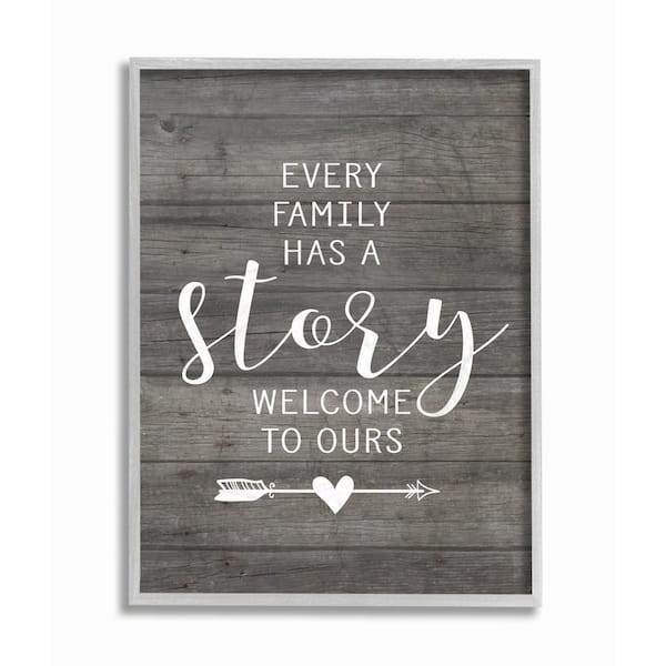 Stupell Industries 16 in. x 20 in. "Every Family Has A Story" by Lettered and Lined Framed Wall Art