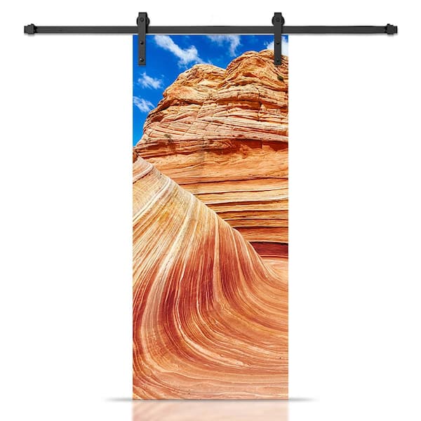 CALHOME 36 in. x 84 in. White Painted Composite MDF Paneled Interior Sliding Barn Door with Hardware Kit