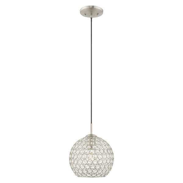 AVIANCE LIGHTING Estridge 1-Light Brushed Nickel Mini Pendant with Hand Assembled Crystal Shade