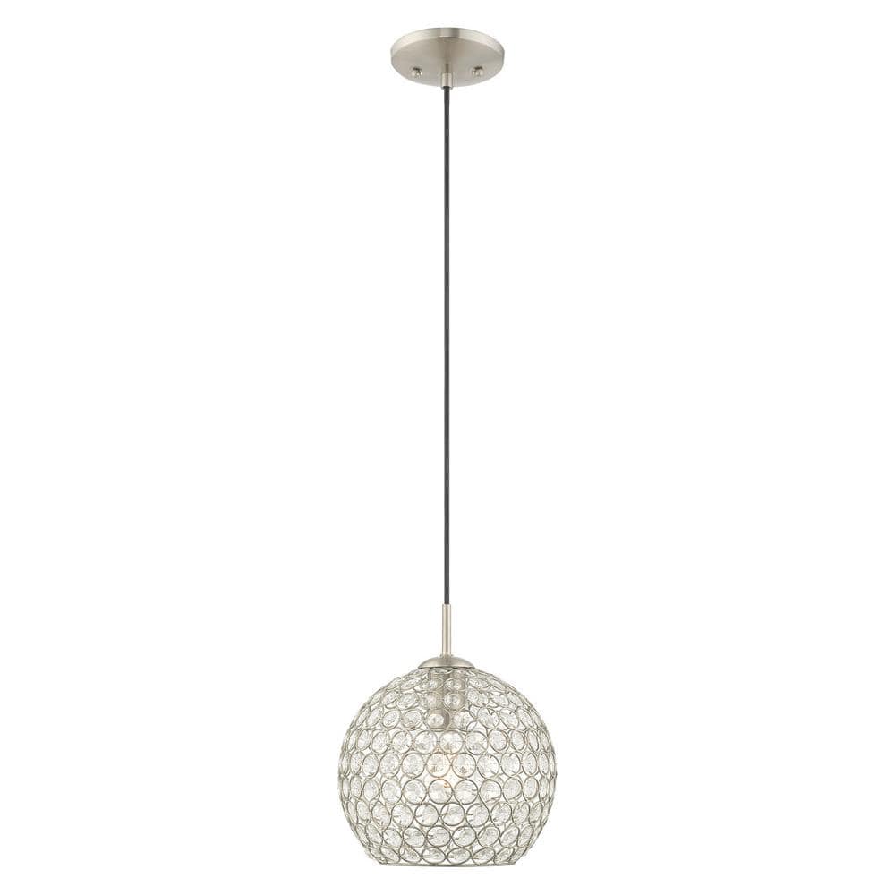 Cassandra Brushed Nickel Mini Globe Pendant with Clear Crystals