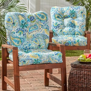 Baltic Paisley 21 in. x 42 in. Outdoor Dining Chair Cushion (2-Pack)