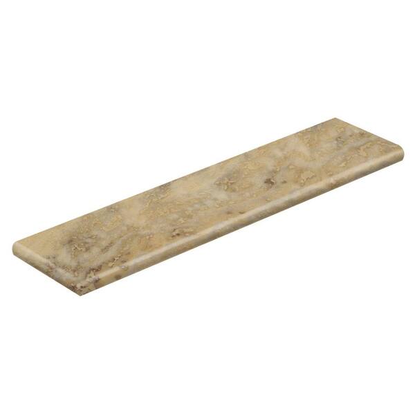 Cap A Tread Aegean Travertine Ivory 94 in. Long x 12-1/8 in. Deep x 1-11/16 in. Height Vinyl Left Return to Cover Stairs 1 in. Thick