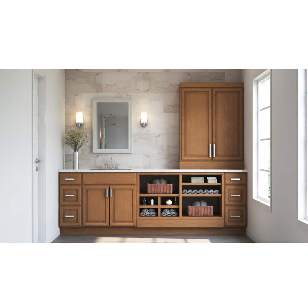 Medium Oak 3-Drawer Bathroom Vanity Base Cabinet
