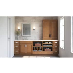 Hampton 24 in. W x 21 in. D x 34.5 in. H Assembled Bath Base Cabinet in Medium Oak without Shelf