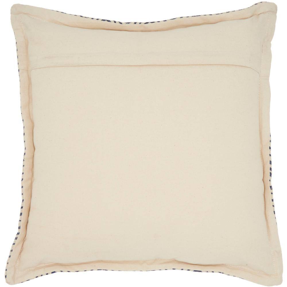 Indigo and Ivory Cotton Chevron 20" Square Throw Pillow