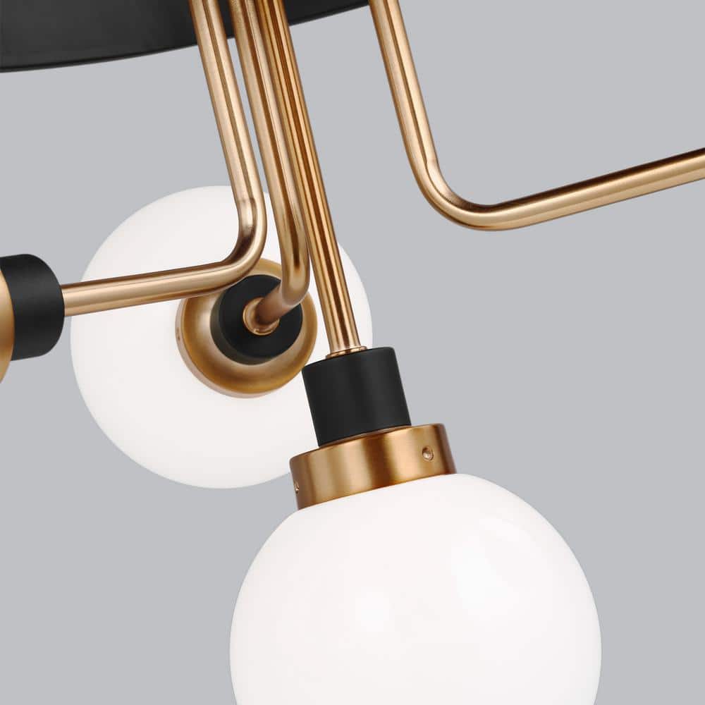 Rowan Satin Brass 7-Light Outdoor Chandelier with Etched Opal Glass Shades
