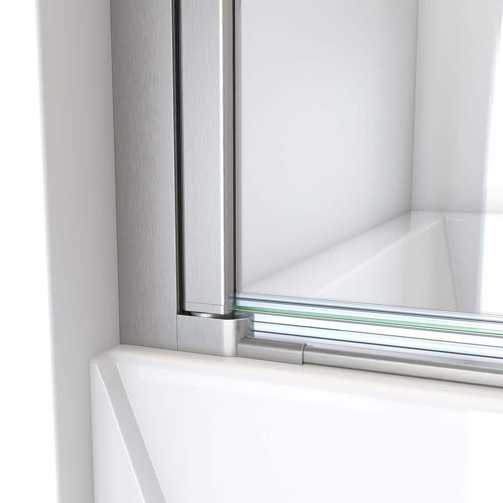 Aqua-Q Swing 72" Frameless Shower Door in Brushed Nickel and Clear Glass