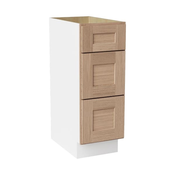 12 in. W x 21 in. D x 34.5 in. H Ready to Assemble Solid Wood Shaker Drawer Base Bath Cabinet in Oak