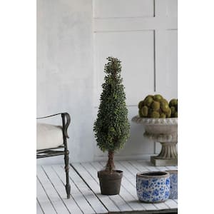 Boxwood 6 in. Green Artificial Boxwood Tree Topiaries