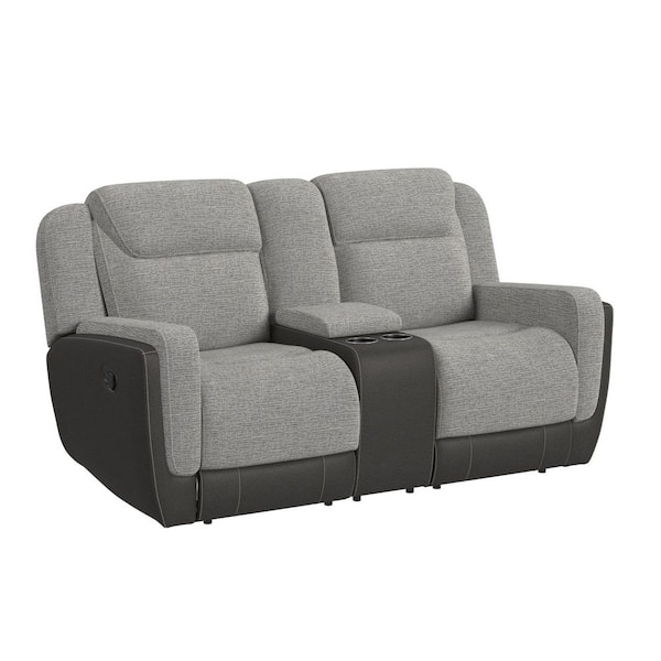 Viper 75 in. Grey Solid Polyester Motion Loveseat with Console
