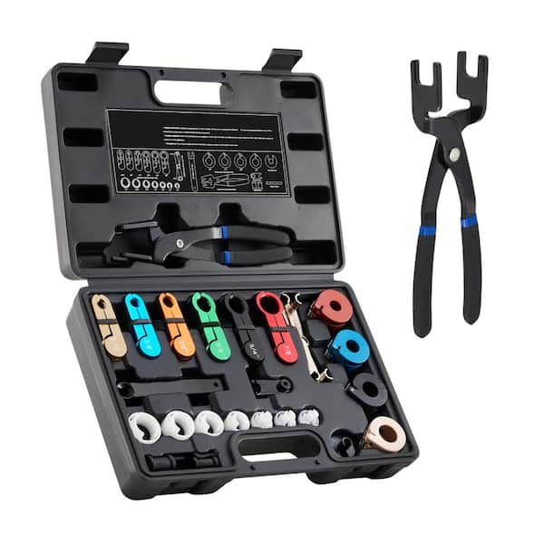 26-Piece Quick Disconnect Tool Set for Fuel Lines, AC Hoses, Oil Pipes, Radiator Hoses with Pliers, Removers, Case