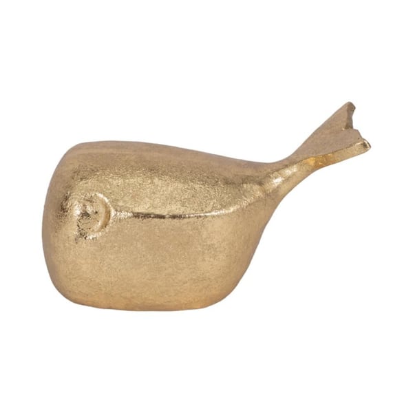 Liv & Skye Gold 8 in. x 5 in. Resin Novelty Solid Coastal Whale Figurine