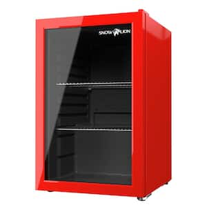 Premium 2.4 cu. ft. Freestanding Under Counter Glass Door Mini Fridge, Reversible Door and Quiet Operation, Red