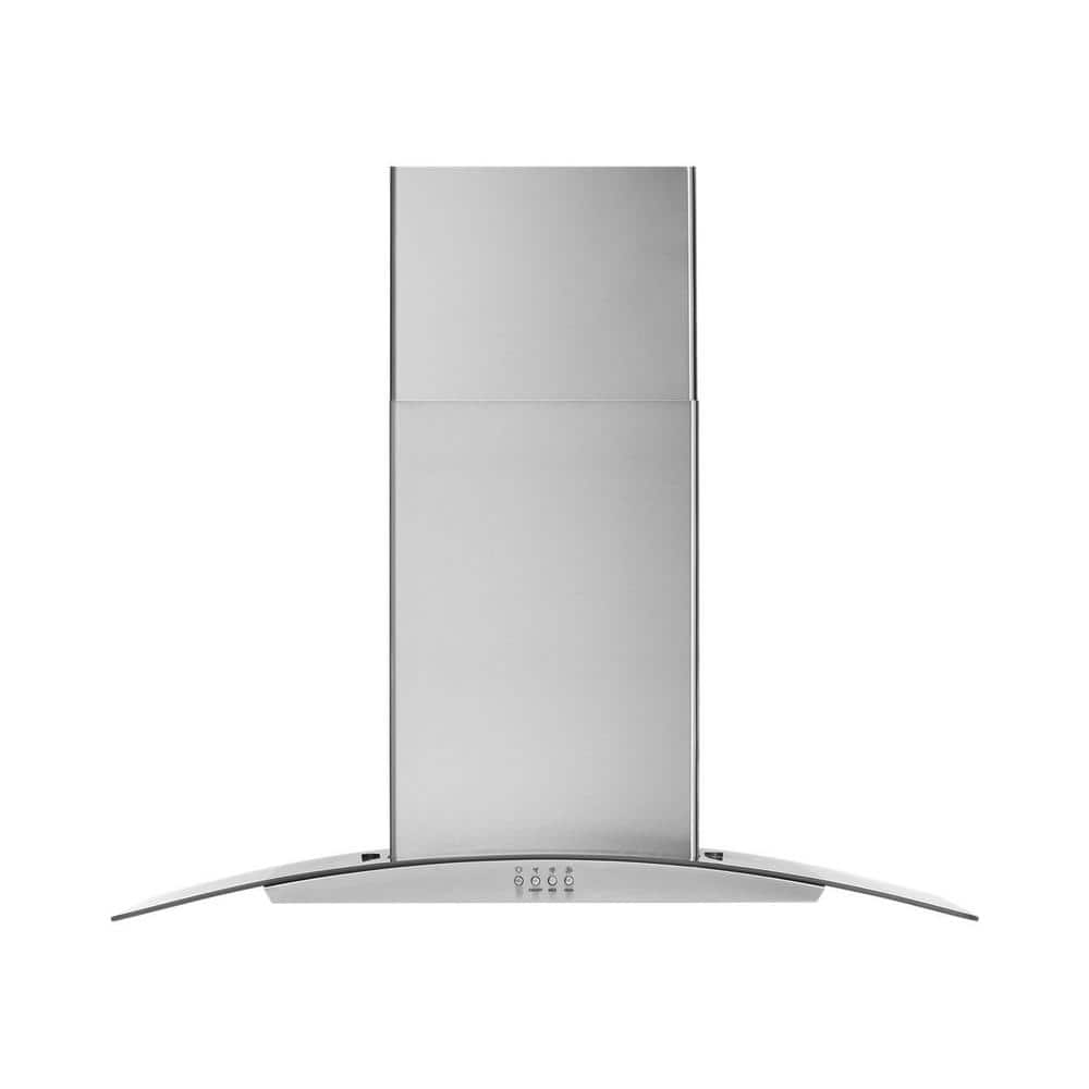 Whirlpool 36 in. Curved Glass Wall Mount Range Hood in Stainless Steel, Silver