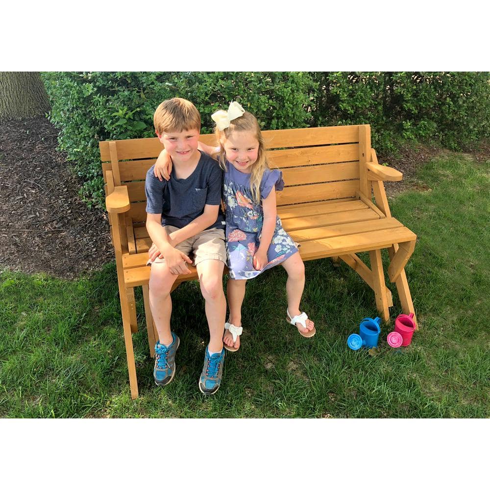 Convertible Hemlock Hardwood Picnic Table and Bench, Light Brown
