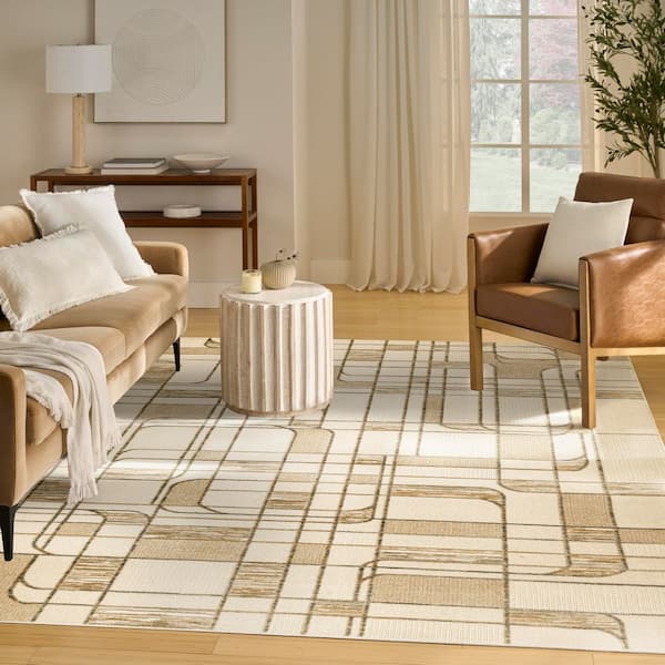 Nordic Ivory Multicolor 8 ft. x 10 ft. Abstract Contemporary Area Rug