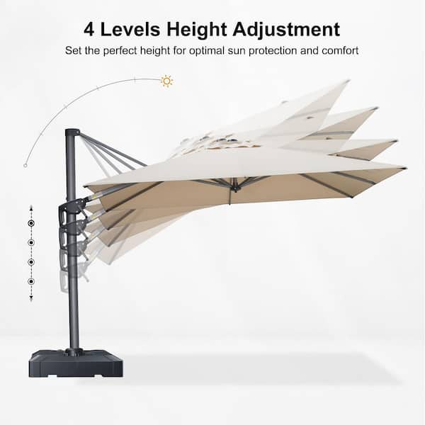 8 ft. Square Patio Umbrella Offset Outdoor Cantilever Umbrella for Poolside with 360° Rotation in Beige