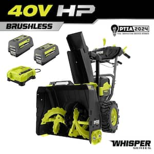 40V HP Brushless Whisper Series 22" 2-Stage Cordless Electric Self-Propelled Snow Blower - (2) 8 Ah Batteries & Charger