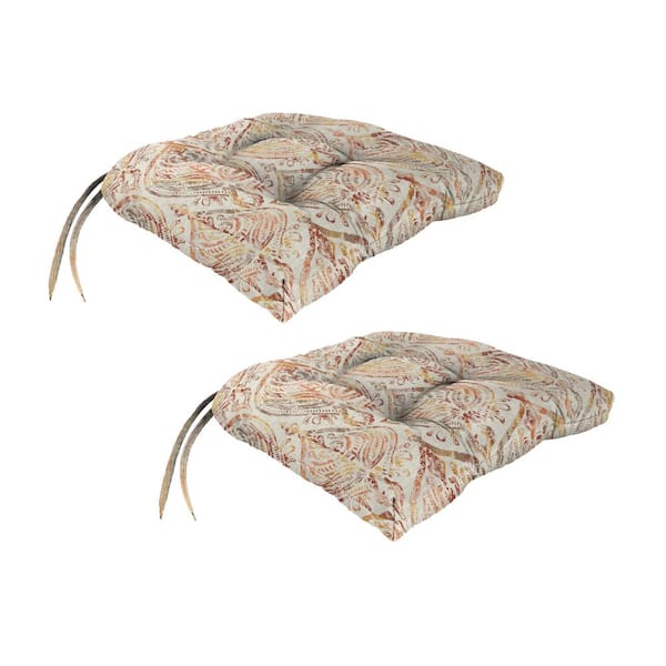 17 in. L x 18 in. W x 3 in. T Rectangular Tufted Outdoor Wicker Seat Cushion in Rustique Barley (2-Pack)