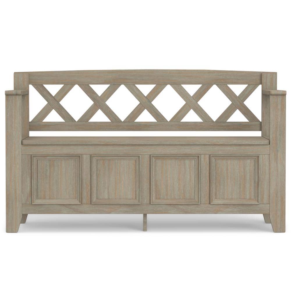 Amherst Solid Wood Distressed Grey Entryway Storage Bench