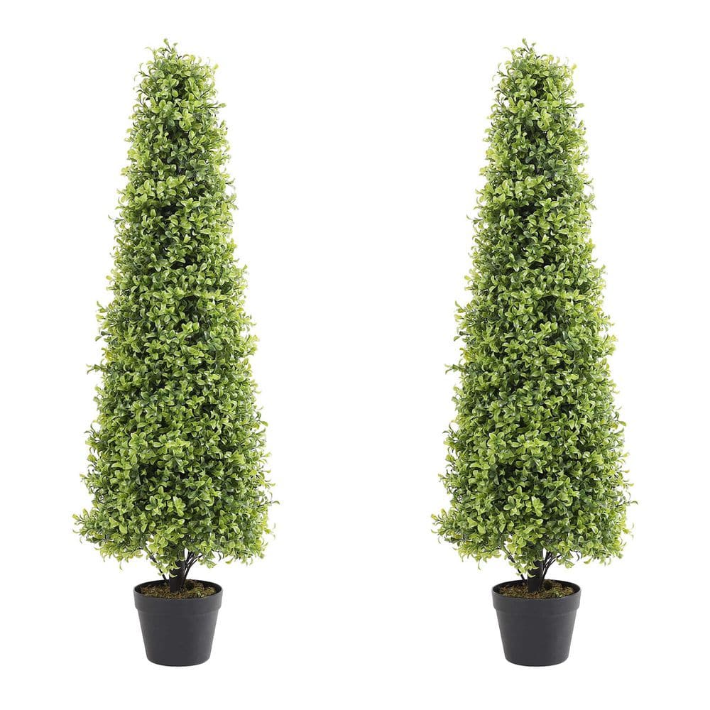 2-Piece Topiary Tree Artificial 48 in. Artificial Topiary Tower Tree in Pot Outdoor Realistic Plants price history on PriceWatchPro