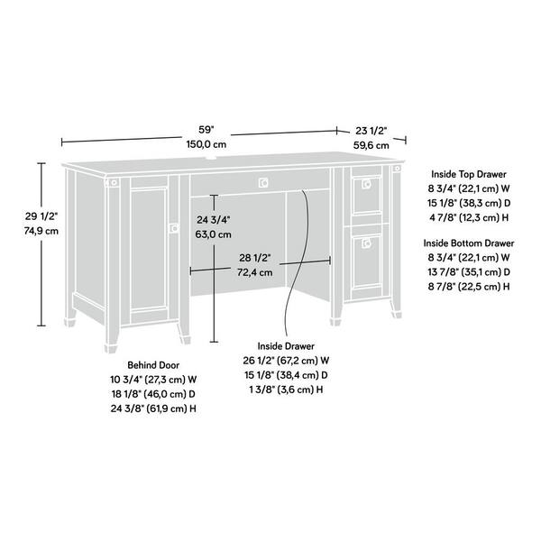 Sauder 59 In Rectangular Washington Cherry 3 Drawer Executive Desk With File Storage 422032 The Home Depot