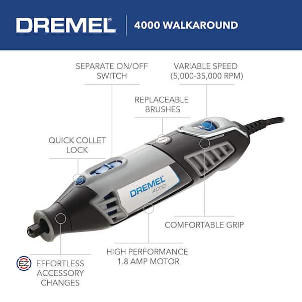 Dremel 4-Volt 2 Amp USB Cordless Single Speed Rotary Tool Kit with 5  Accessories 7350-5 - The Home Depot