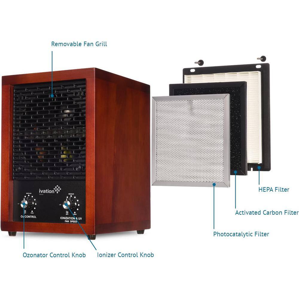 Ivation Cherry Wood HEPA Air Purifier with Ozone Generator