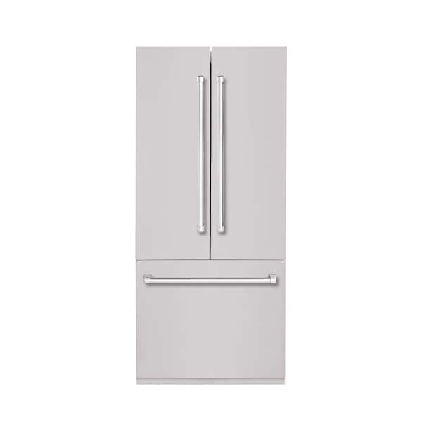 Hallman Bold 36 in. 19.5 cu. ft. Counter-Depth Built-in Bottom Mount Refrigerator with Stainless Steel with Chrome Trim