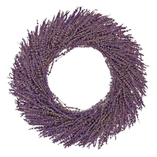 castellousa 21 in. Artificial Lavender with Preserved Lavender Leaf Wreath