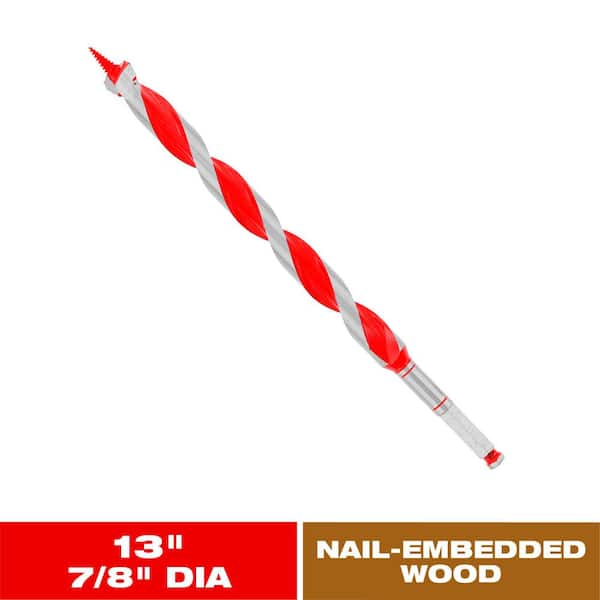 7/8 in. x 13 in. Carbide Auger Drill Bit for Wood and Nail-Embedded Wood