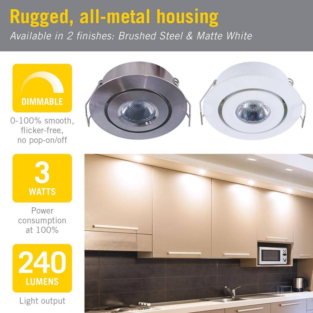 Matte White 2-Inch Swivel Recessed LED Puck Light