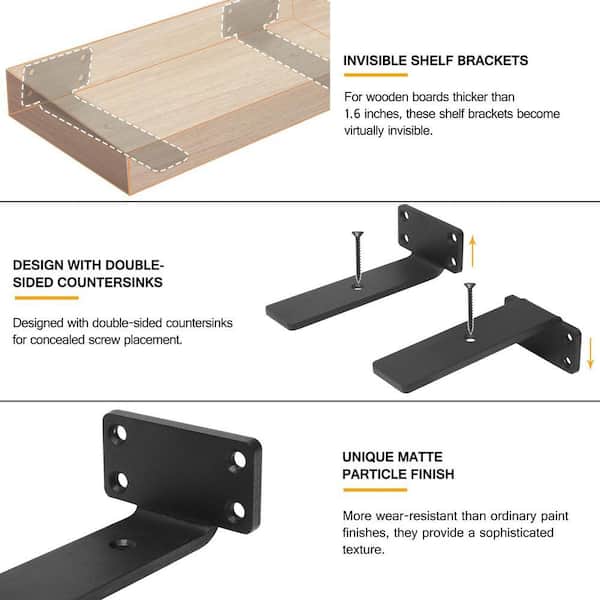 Shelf Bracket Black Metal Shelf Brackets Shelf Brackets Heavy Duty Beams Shelf Bracket Wall Bracket, 4 Pairs - View #5