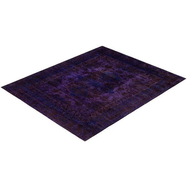 Overdyed Purple 8 ft. x 10 ft. Solid Wool Indoor Area Rug