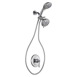 Relax 7-Spray Wall Mount 4.5 in. Dual Shower Head and Handheld Shower Head 1.8 GPM in Brushed Nickel