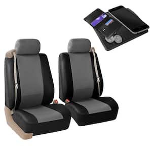 PU Leather 47 in. x 23 in. x 1 in. All-Purpose Built-In Seatbelt Compatible Half Set Front Seat Covers