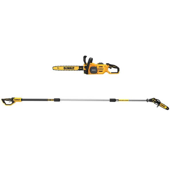 FLEXVOLT 60V MAX 18 in. Brushless Cordless Chainsaw Kit with (1) 3.0 Ah Battery and Charger w/20V 8 in. Pole Saw