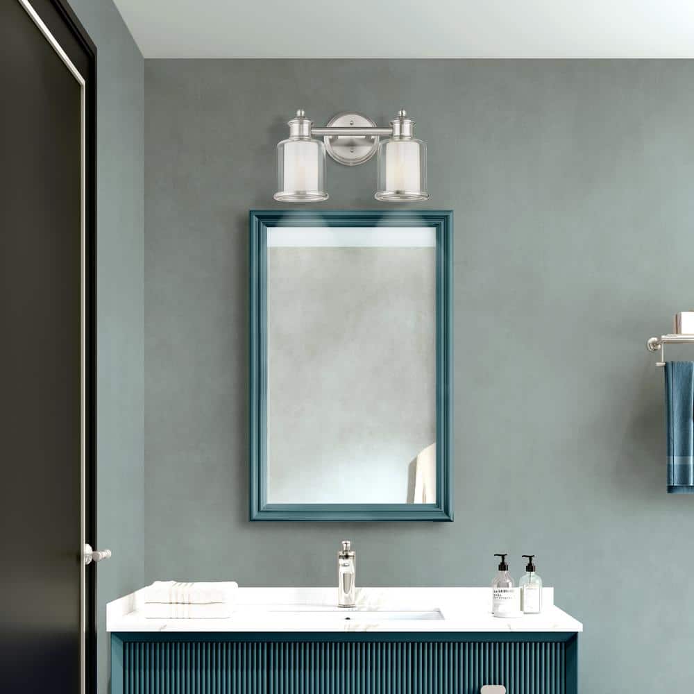 Elegant Brushed Nickel 2-Light Bath Vanity with Dimmable Feature