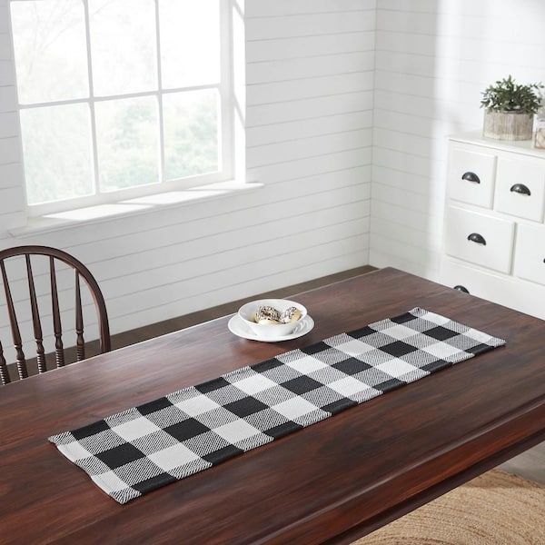 VHC Brands Annie 12 in. W x 48 in. L Black Buffalo Check cotton Blend Table Runner