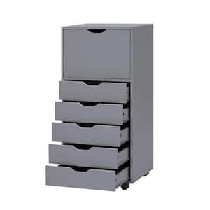 Gray 6 Drawer Dresser Tall Dressers for Bedroom Kids Dresser w/Storage Shelves Small Dresser for Closet Makeup Dresser