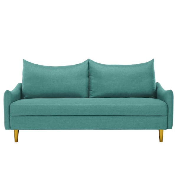 Utopia 4niture Razel 66.9 in Wide Slope Arm Polyester Mid-Century Modern Straight Sofa in Light Green