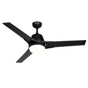 Crescent 52 in. W 3-Blade Propeller Integrated LED Indoor or Outdoor Black Ceiling Fan with Light Kit and Remote