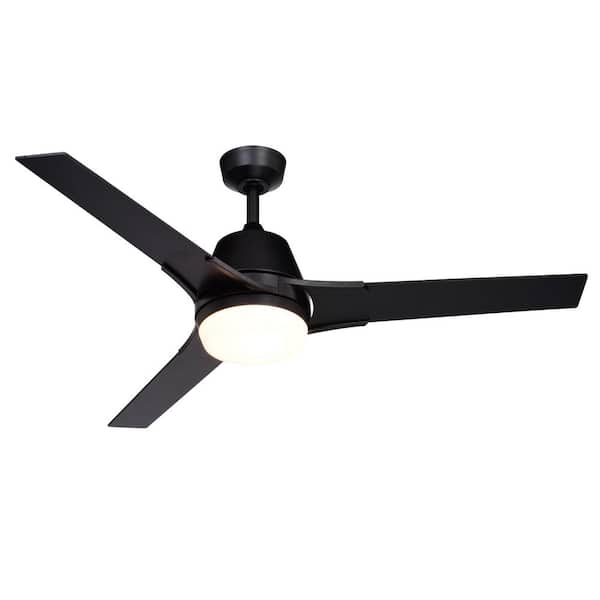 VAXCEL Crescent 52 in. W 3-Blade Propeller Integrated LED Indoor or Outdoor Black Ceiling Fan with Light Kit and Remote