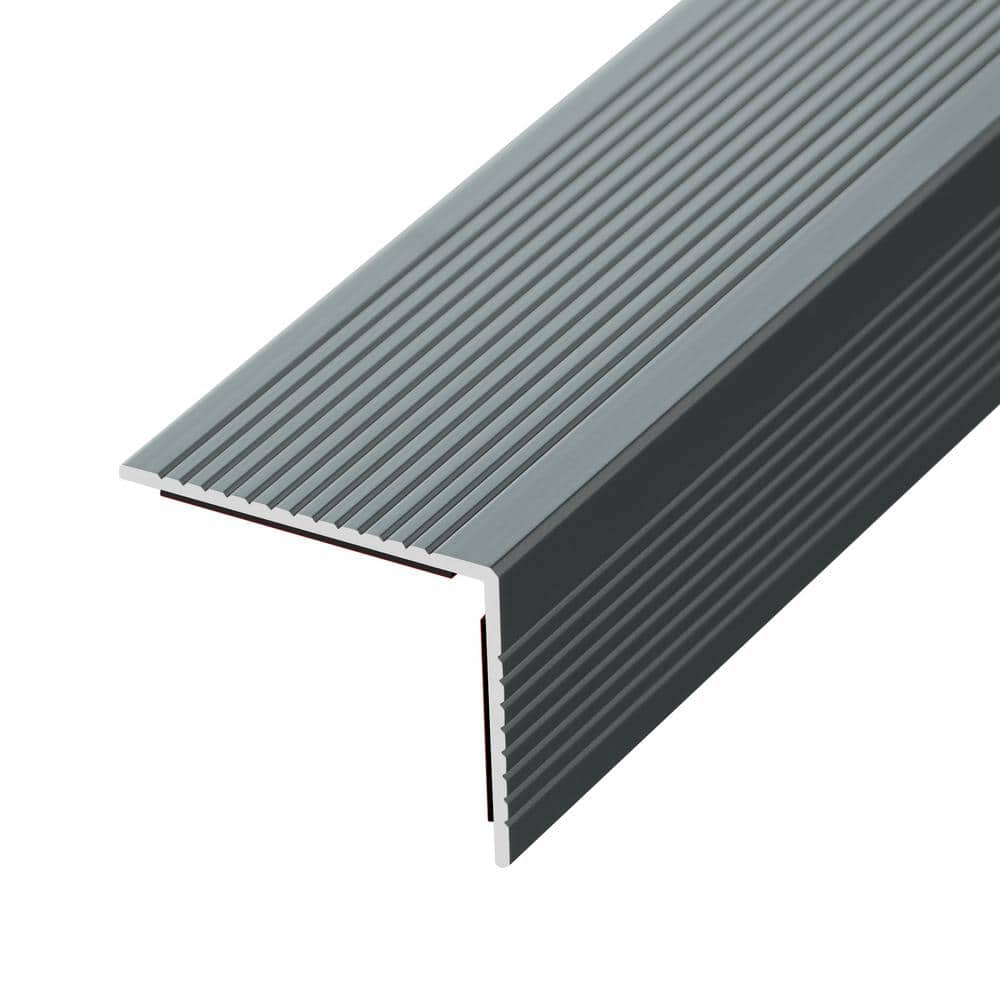 5-Pack Matte Gray Aluminum Peel and Stick Stair Nosing