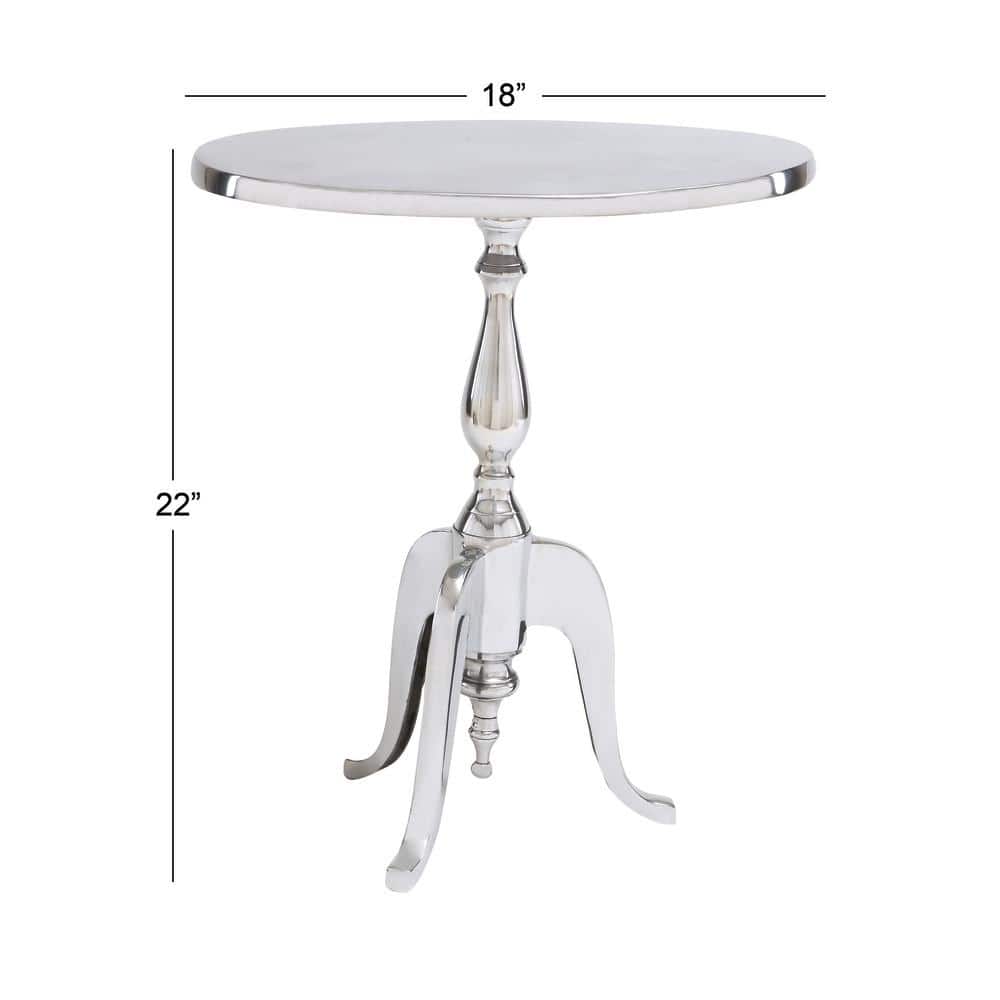 Elegant Silver Aluminum Round Pedestal Accent Table - 18" x 22"